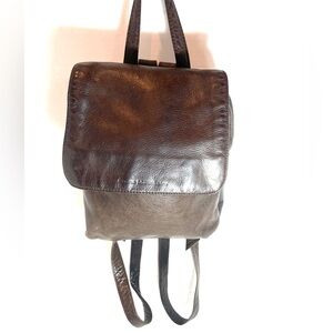 Stone Mountain Brown Leather Backpack Purse Vintage Style Adjustable Straps